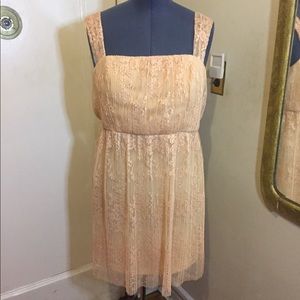 Pale peach lace baby doll dress